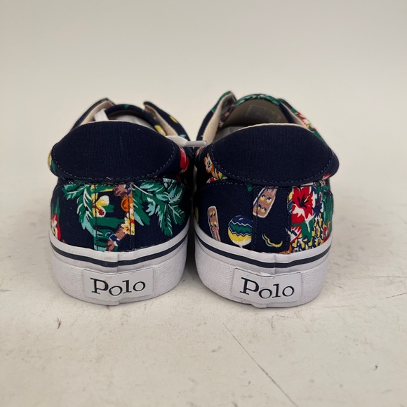NIB Polo Ralph Lauren Blue Floral Thornton Canvas Casual Sneakers, 10D - Picture 5 of 10